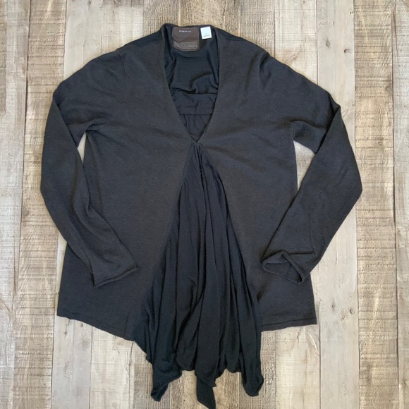 Anthropologie Guinevere Grey Linen Blend Open Front Drape Cardigan SZ M - Picture 8 of 14